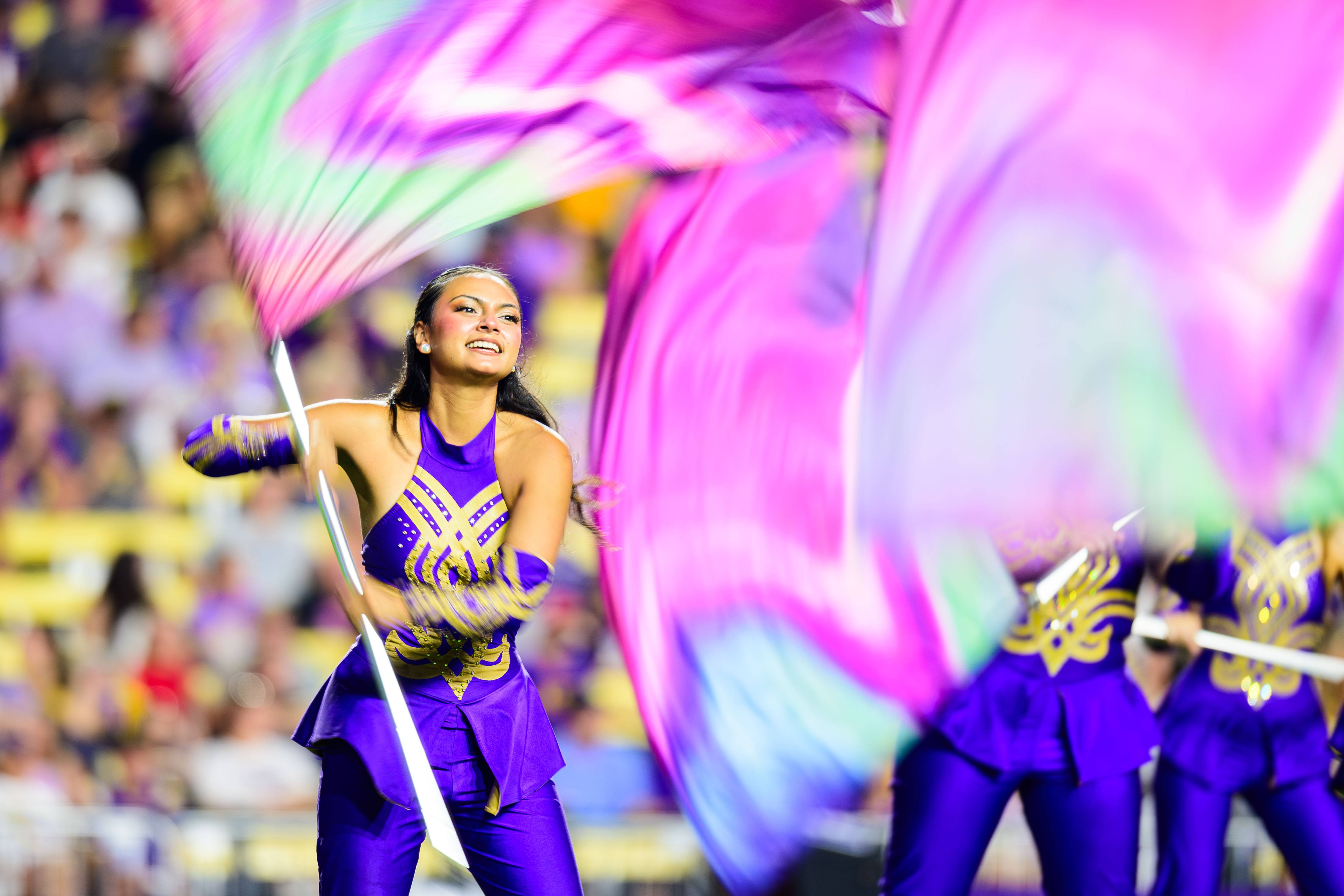LSU student on the Color Guard