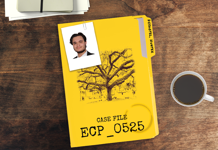 student folder with coffee cup