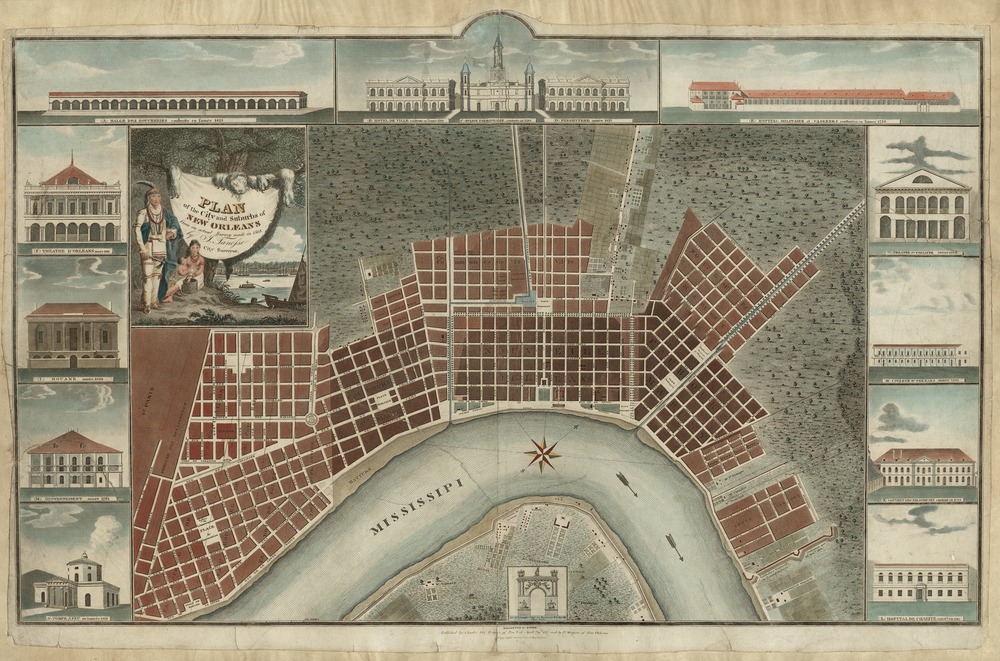 Plan of the City and Suburbs of NEW ORLEANS from an actual survey made in 1815 by J. Tanesse City Surveyor