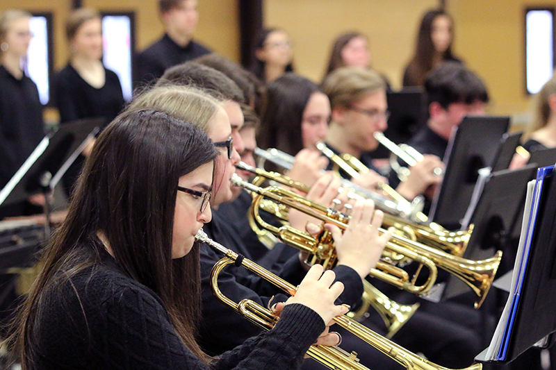 trumpet players in rehearsal