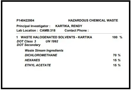 Waste container label.