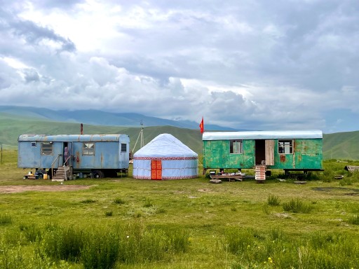 Yurts along Bishkek-Osh Highway