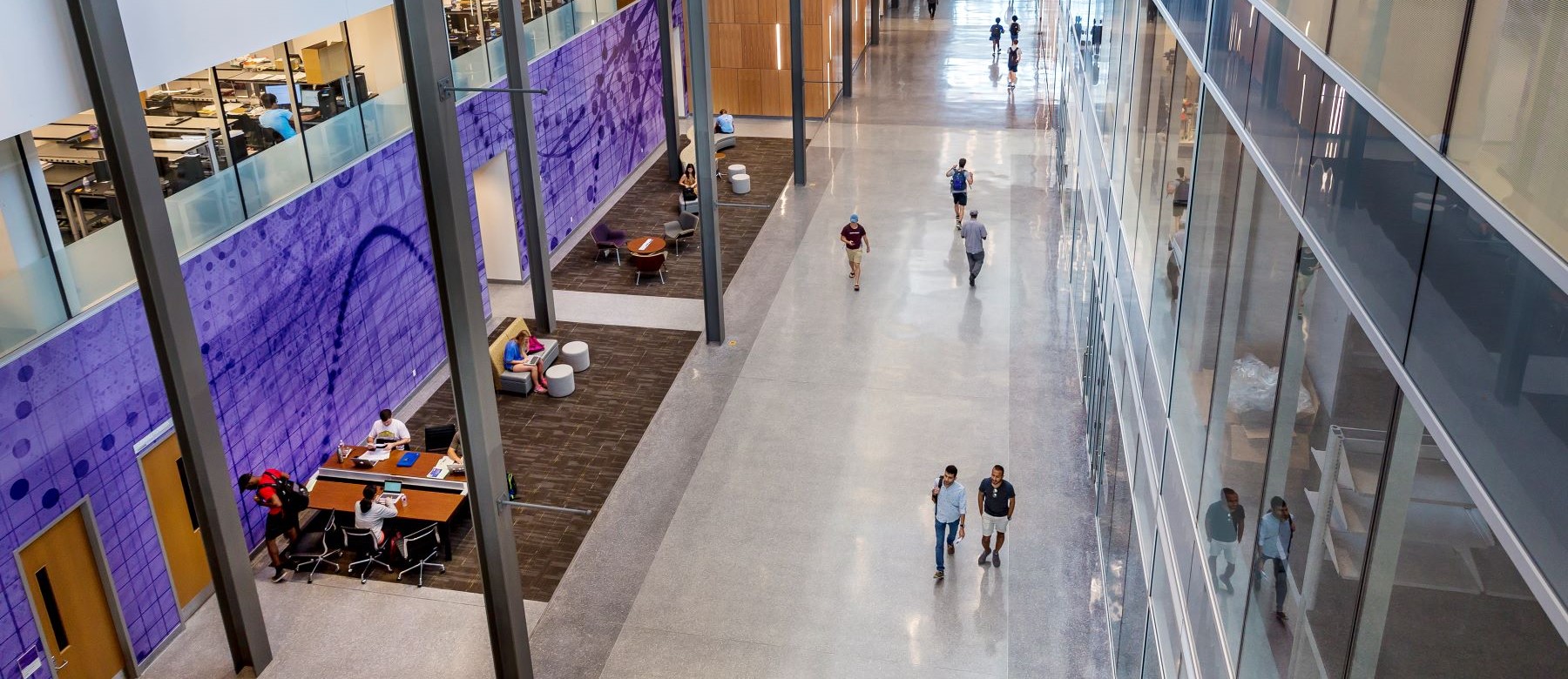 aerial view of the engineering building at LSU