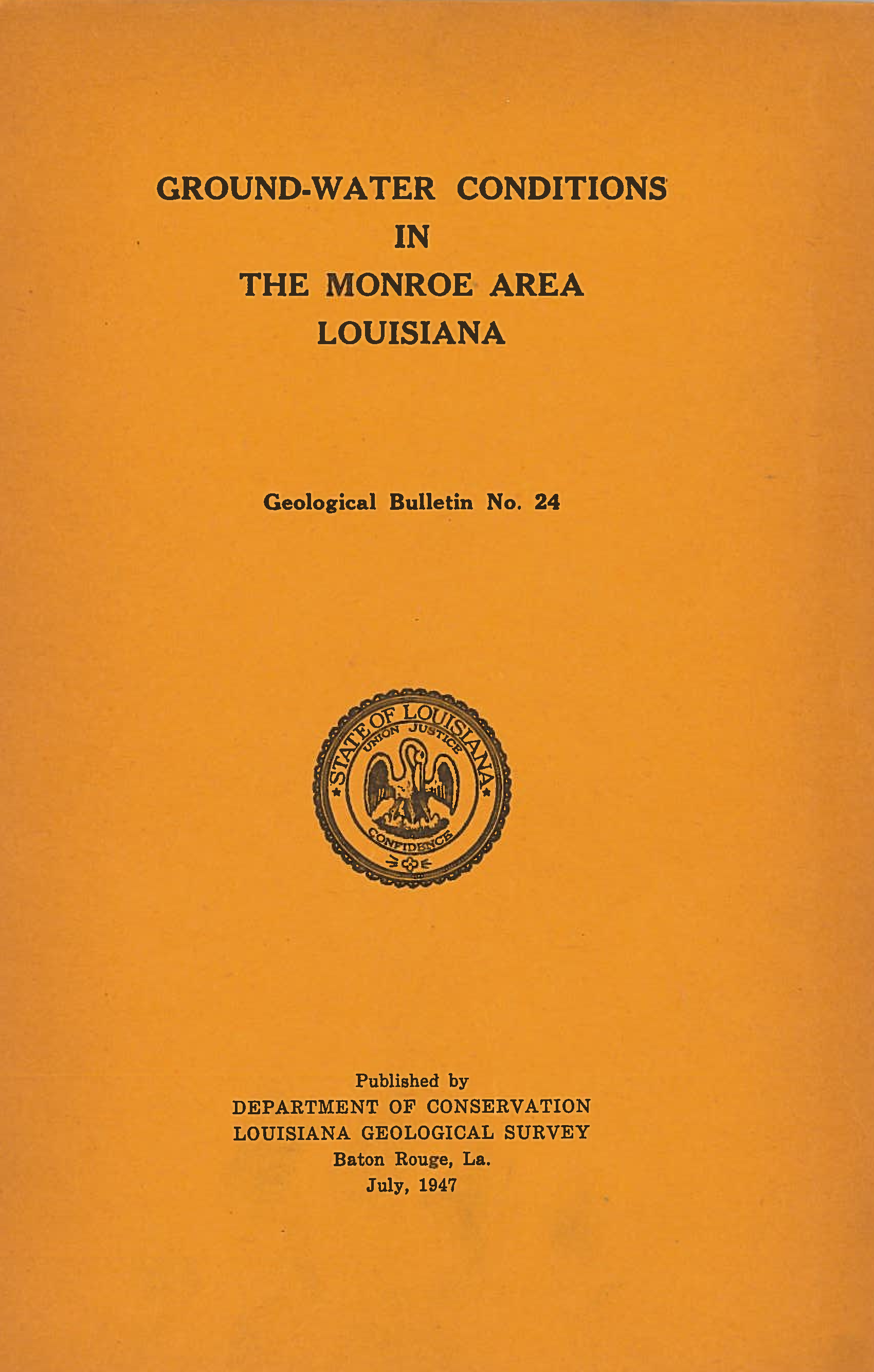 Ground-Water Conditions in The Monroe Area, Louisiana Ground-Water Conditions in The Monroe Area, Louisiana