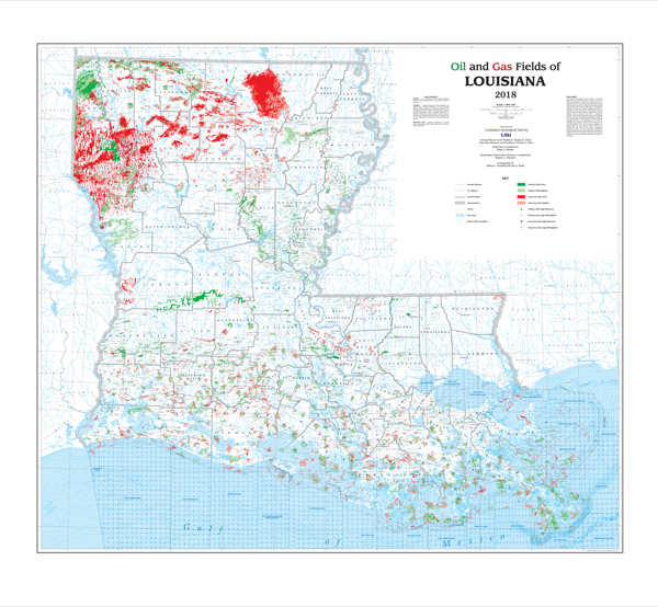 Oil and Gas Fields Map of Louisiana, 2018 Oil and Gas Fields Map of Louisiana, 2018