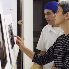 Students in an art gallery.