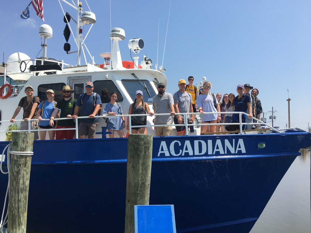 students on a boat